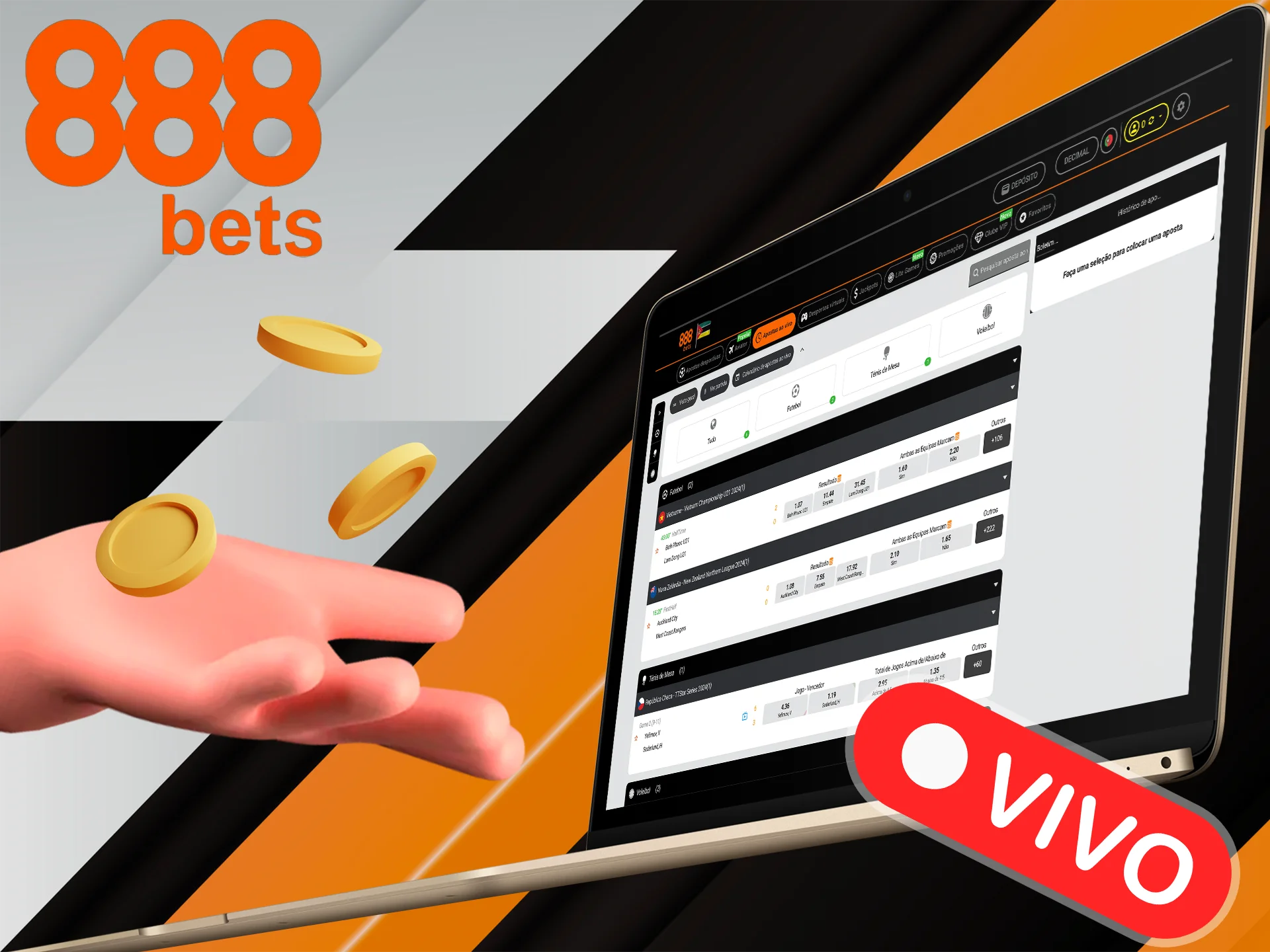 Aposte ao vivo com a ApostasOnline na 888bets.