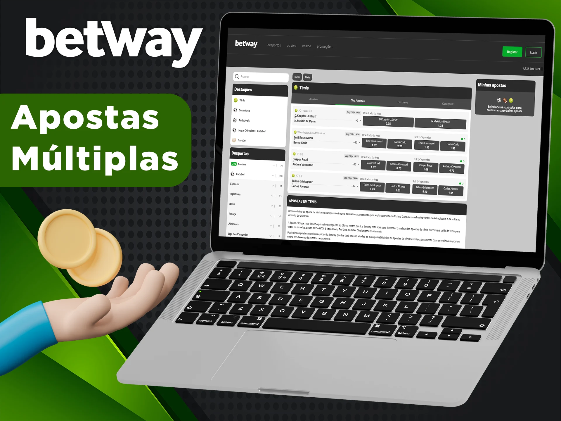 Faça suas apostas no modo Apostas Multiplas na Betway.