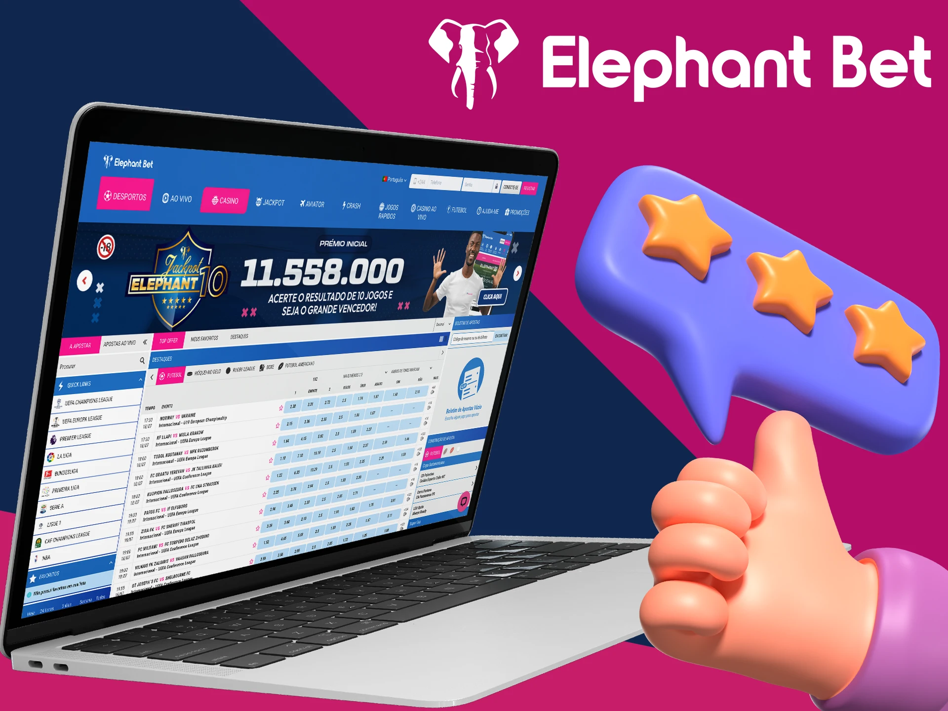 Encontre avaliações reais de Elephant Bet apenas no ApostasOnline.