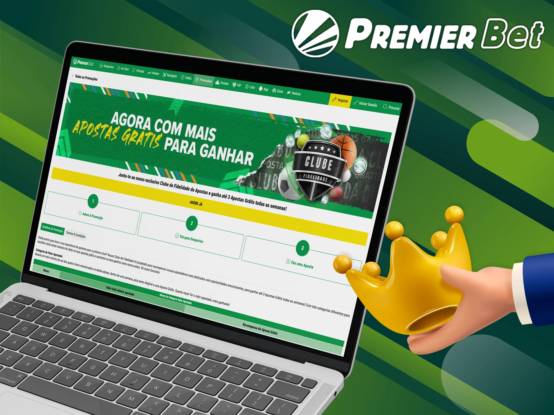 O ApostasOnline recomenda que você faça parte do clube de fidelidade da Premier Bet.