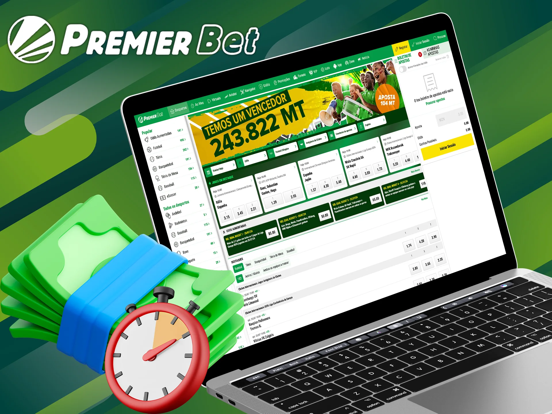 Limites e tempo de saque da PremierBet.