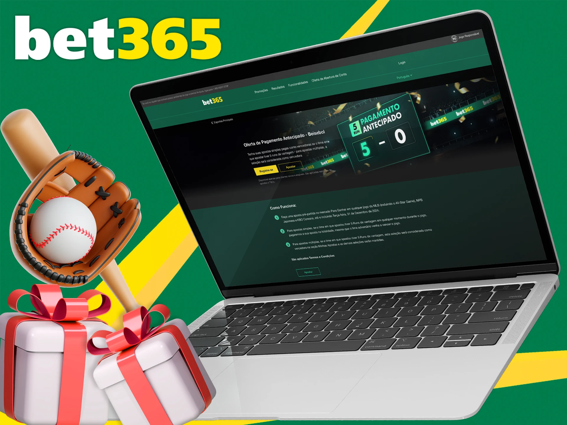 Pegue seu bônus da Bet365 e aposte com confiança no beisebol.