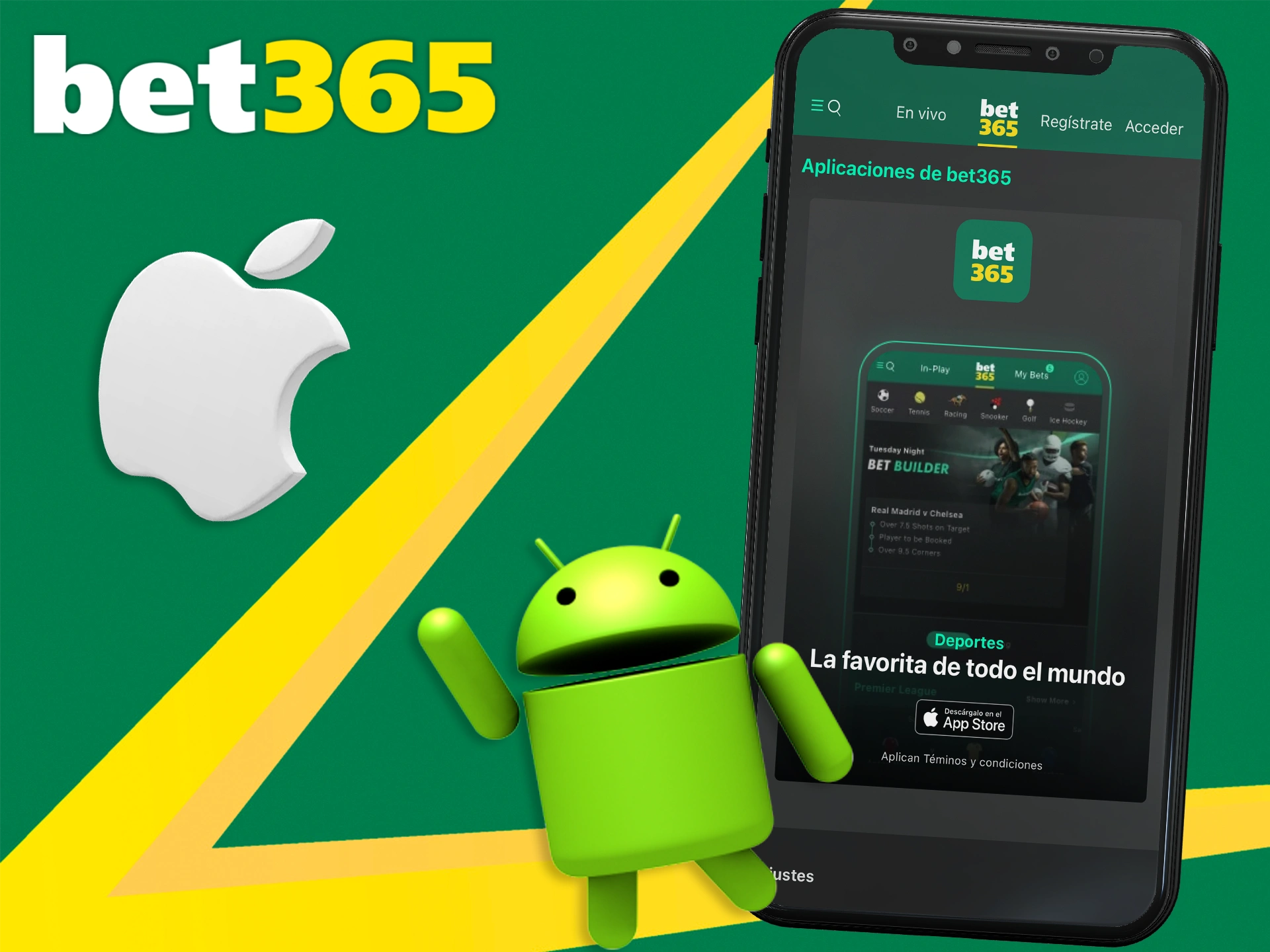 Faça suas apostas onde quiser com a Bet365.