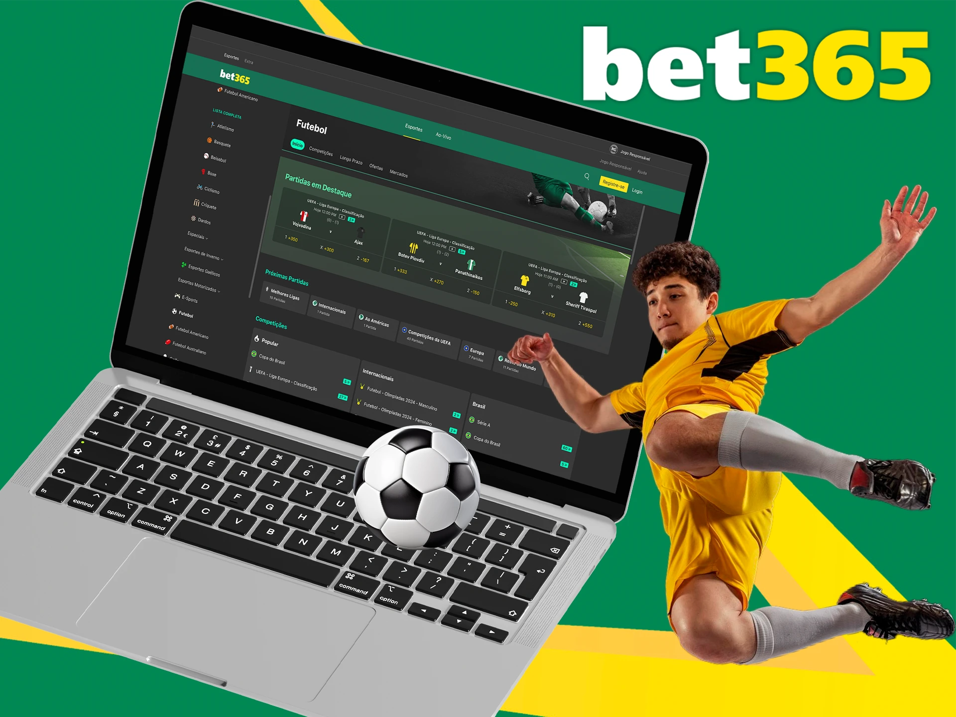 Preveja apostas de futebol e ganhe com a Bet365.