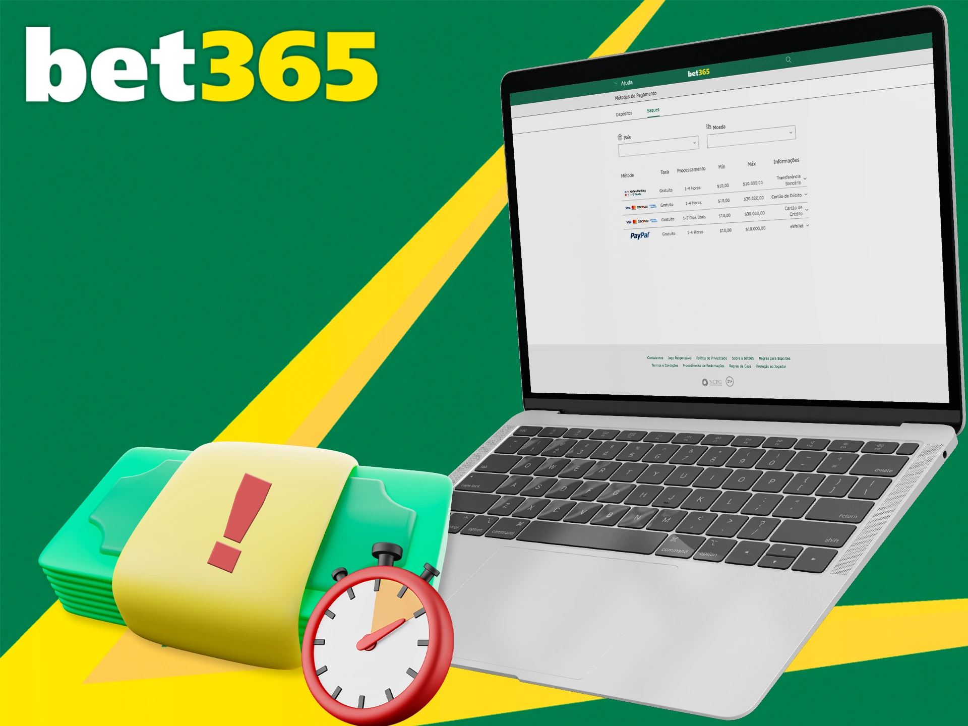 Saiba mais sobre os limites e tempos de saque da Bet365.