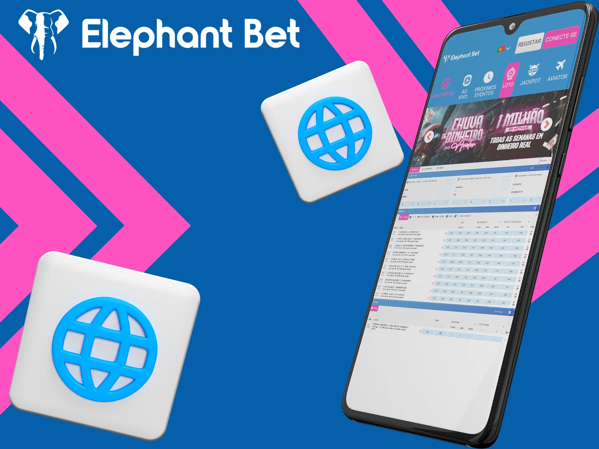 Faça suas apostas no Elephant Bet usando seu dispositivo móvel.