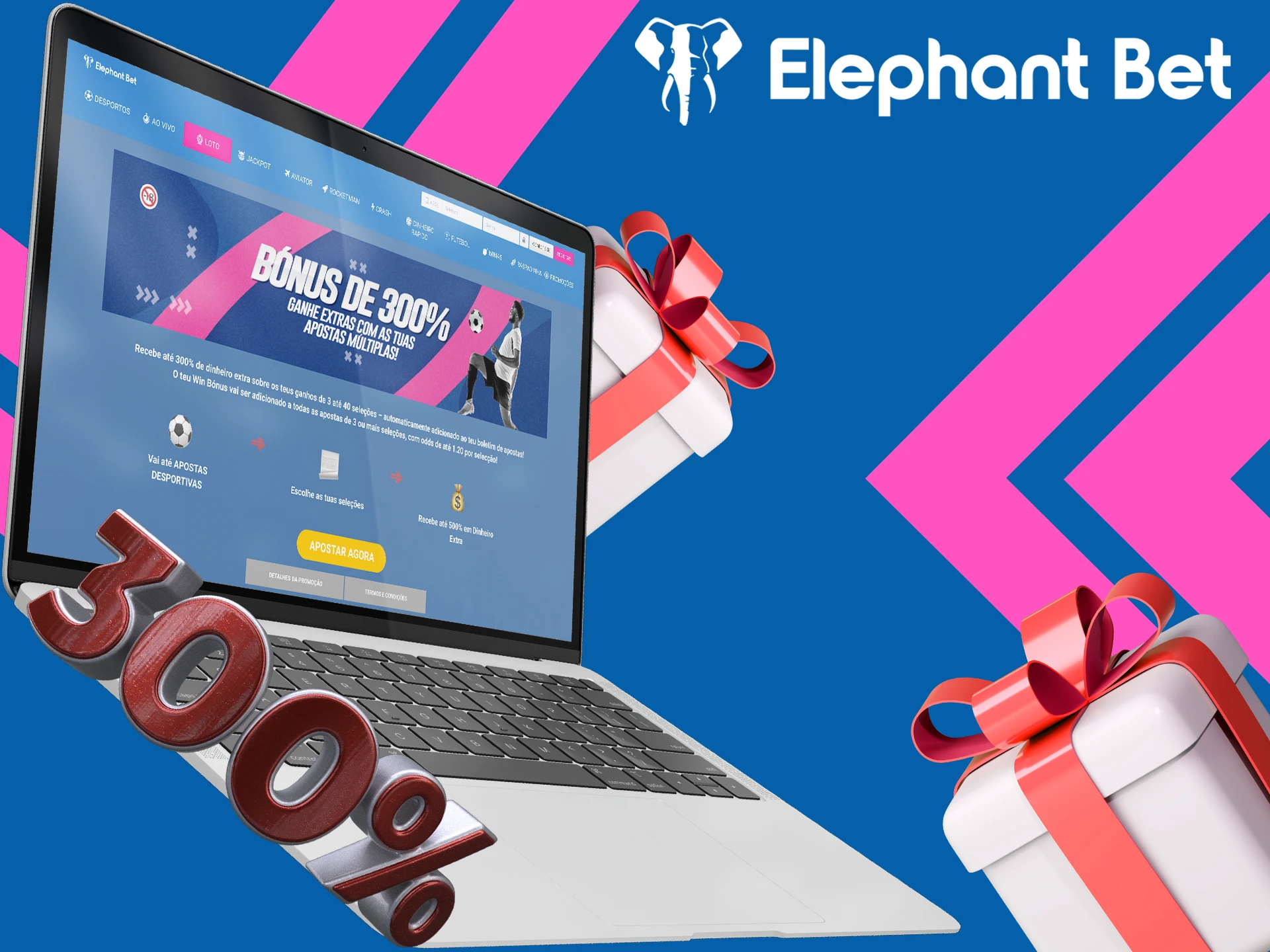 Receba até 300% de bônus do Elephant Bet.